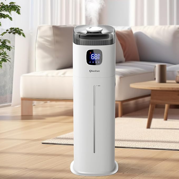 Large Humidifier for Bedroom, 9L/2.5Gal Ultrasonic Cool Mist, Easy Clean with 350ML/H Large Mist Speed, Remote control, Quiet Tower, Suitable for Kids Room Plant Yoga Study Room Office (White)