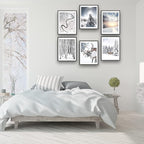 HoozGee Winter Wall Art Prints Set of 6 Canvas Print Artwork Sun Poster Ice Lake Snow Forest Frost Deer Pictures Photography Photo Bedroom Art Wall Decor (11"x14" UNFRAMED, Winter Art)