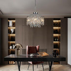 Chrome Crystal Chandelier, Modern Luxury Round Dining Room Chandeliers Over Table，6 Lights Chrome Ceiling Pendant Lighting for Dining Room Bedroom Entryway Foyer Staircase