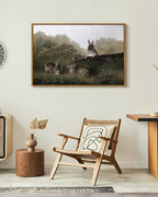 InSimSea Framed Wall Art for Living Room Three Rabbits with Vintage Wall Art Decor Animal Landscape Oil Painting Colorful Multicolor for Living Room Bedroom Office Wall Decor 24x36in
