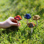 Danmu Garden Decor, 4pcs (Random Color) Ceramic Mushroom for Garden, Yard, Fairy Garden - Lawn Ornament Décor, Pottery Ornament 4.52" in Height