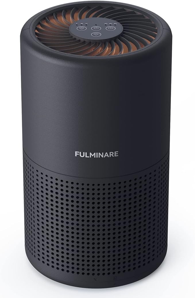 Air Purifiers for Bedroom, FULMINARE H13 True HEPA Air Filter, Quiet Air Cleaner With Night Light, Portable Small Air Purifier for Home, Office, Living Room Black