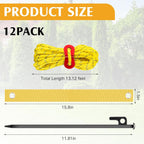 Sintuff 36 Pcs Heavy Duty Tree Stake Kits Stake and Support for Young Leaning Tree Anchor Straightening Kit, 15.8'' Support Straps, 11.8'' Steel Stakes, 13.12ft Rope(Yellow)