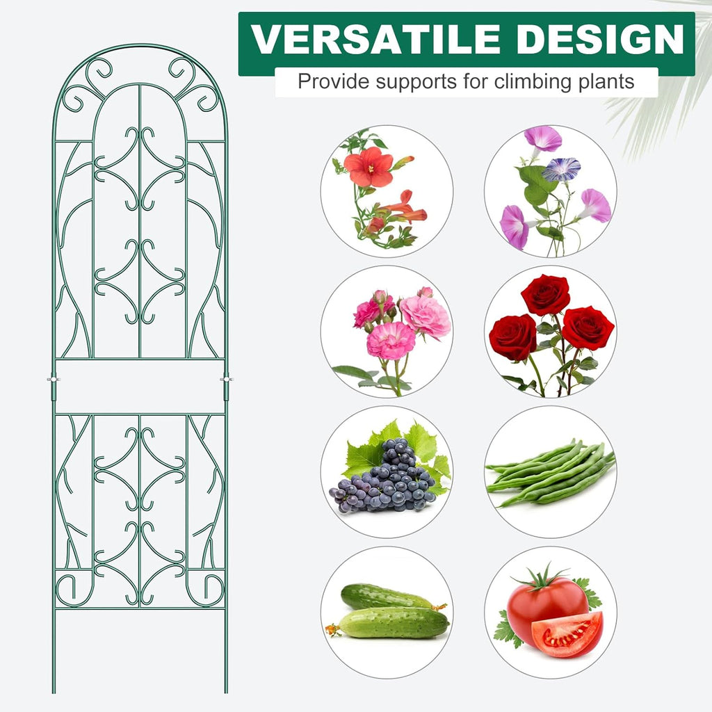 4 Pack Metal Garden Trellis for Climbing Plants,Green Metal Garden Trellis for Vines Plant Rose Vegetable Support,Large Decorative Outdoor Trellis
