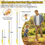 Plastic Leaf Rake for Lawns - Non-Clog, Heavy-Duty 16.5'' Wide Yard & Garden Rake for Leaves, Grass, Pine Needles, 1'' Stainless Steel Adjustable Handle, Easy Use for Women,Seniors,Kids