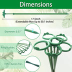 Extendable Plant Stakes, Length Scalable from 17.5IN to 30.1IN Plant Support Stake, Orchid Sticks with Clips for Indoor Outdoor,Garden Stakes for Plant,Tomato,Vegetables,Monstera,Vine - 7Pack