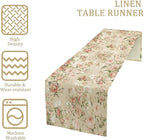 Lovely Rose Table Runner, Red and White Vintage Rose Delicate Floral Natural Pattern Long Table Restaurant Kitchen Holiday Party Decoration,13in（33cm） W * 72in（184cm） L