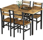Hooseng Dining Table Set for 4, Wood Kitchen Table Chairs Set with Storage, Farmhouse 5 Piece Dining Room Table Set, Space-Saving Dinette Set for Breakfast Nook, Apartment