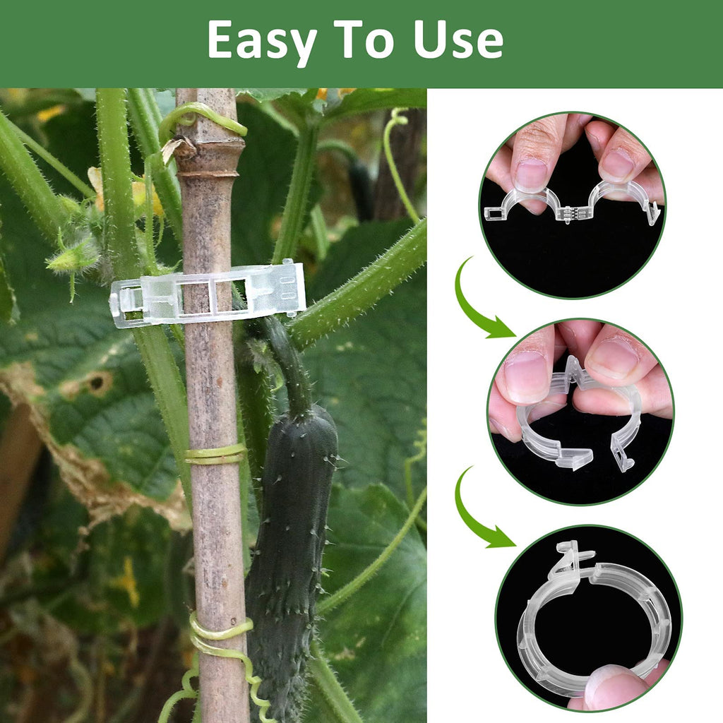 200 Pcs Plastic Trellis Plant Support Clips for Support, Grape and Tomato Vine, Vegetables Plants, Garden Clips to Grow Upright Makes Plants Healthier