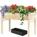Elevated Wooden Raised Garden Bed with Legs, Reinforced Large Planter Box