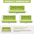 Porch Swing Cushions,Outdoor Cushions 3 Seater Replacement with Backrest, Waterproof Thickened Bench Cushion with Ties for Porch, Patio,Outdoor, Backyard and Garden (Grass Green 60 * 40 in)