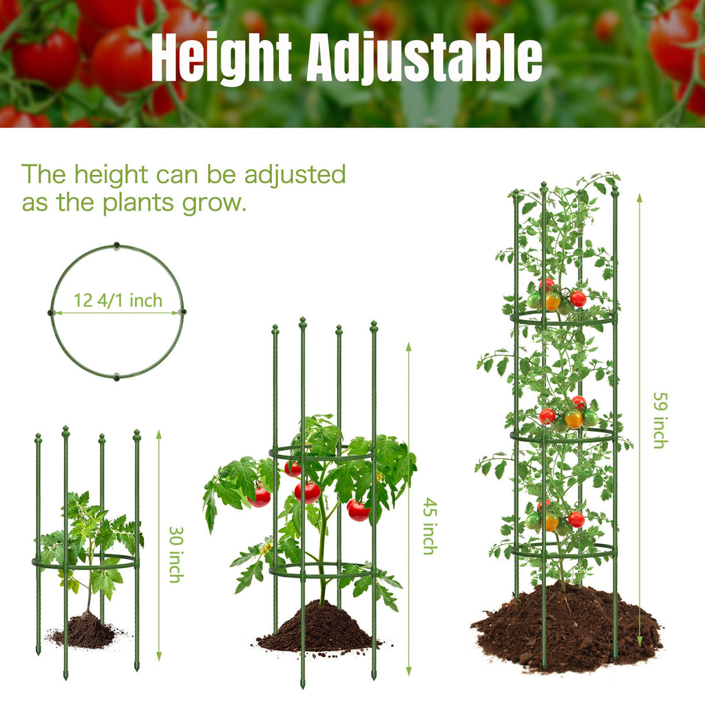 2 Pack Up to 59 Inch Height Adjustable Tomato Cages for Garden