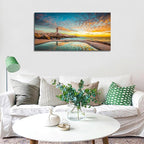 YYYYHPP YP1862 Canvas Prints Wall Art Peggy's Cove Lighthouse Sunset Ocean View Landscape Nature Pictures Stretched Canvas Wooden Framed for Living Room Bedroom and Office Wall Decor