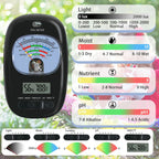 7-in-one Soil Test Kit, Soil Moisture Meter/PH Meter/Sunlight Intensity/Fertility Soil Tester, LCD Display Air & Soil Hygrometer Temperature for Hous Plants Garden, Farm, Lawn Care Moisture Meter