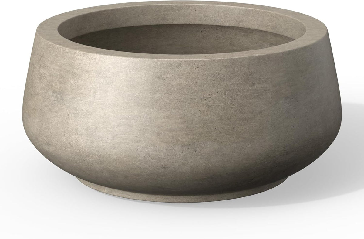 Kante 12.5" Dia Round Concrete Bonsai Planters, Outdoor Indoor Garden Plant Pot with Drainage Hole for Home, Patio, Garden, Weathered Concrete