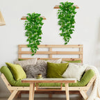 BLEUM CADE 2Pcs Fake Hanging Plants, 9 Branch Artificial Hanging Plant, Lush Faux Pothos Vines for Home Room Wall Shelf Porch Outdoor Indoor Decor (No Baskets)