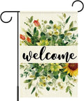 Welcome Flags for Outside,Spring Eucalyptus Garden Flag for Yard Patio Lawn Decoration,12x18 Inch Double Sided