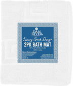 DAN RIVER Greek Bath Mat - White, 100% Ring Spun Cotton, Pack of 2, 20x32 inches, 800 GSM, Non-Slip, Absorbent, Quick Drying, Machine Washable Bathroom Floor Mats for Shower, Kitchen & Bath
