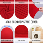 LEBENGURU Upgraded 6FT Wedding Arch Cover, Red Spandex Fitted Arch Backdrop Cover, Round Top Chiara Stand Covers for Birthday Party Baby Shower Banquet Balloon Décor