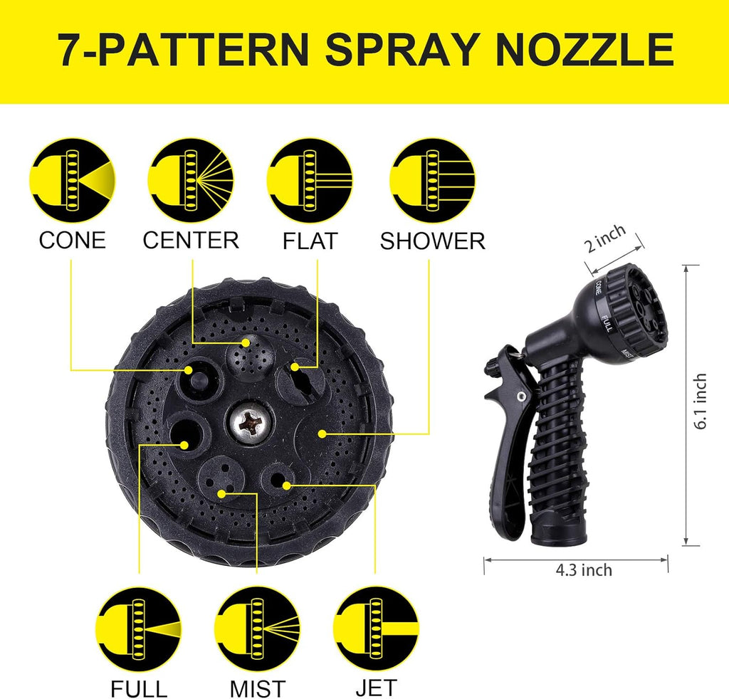 FOXEASE Metal Garden Hose 50 ft - Stainless Steel Water Hose with 2 Nozzles, Lightweight, Tangle Free & Kink Free, Heavy Duty, High Pressure, Flexible, Dog Proof