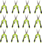 KEILEOHO 12 Pack 6.5 Inch Bud Trimming Scissors, Professional Stainless Steel Gardening Hand Pruners Micro-Tip Pruning Snips with Straight Blades for Trimming Garden Herb Plants Flowers