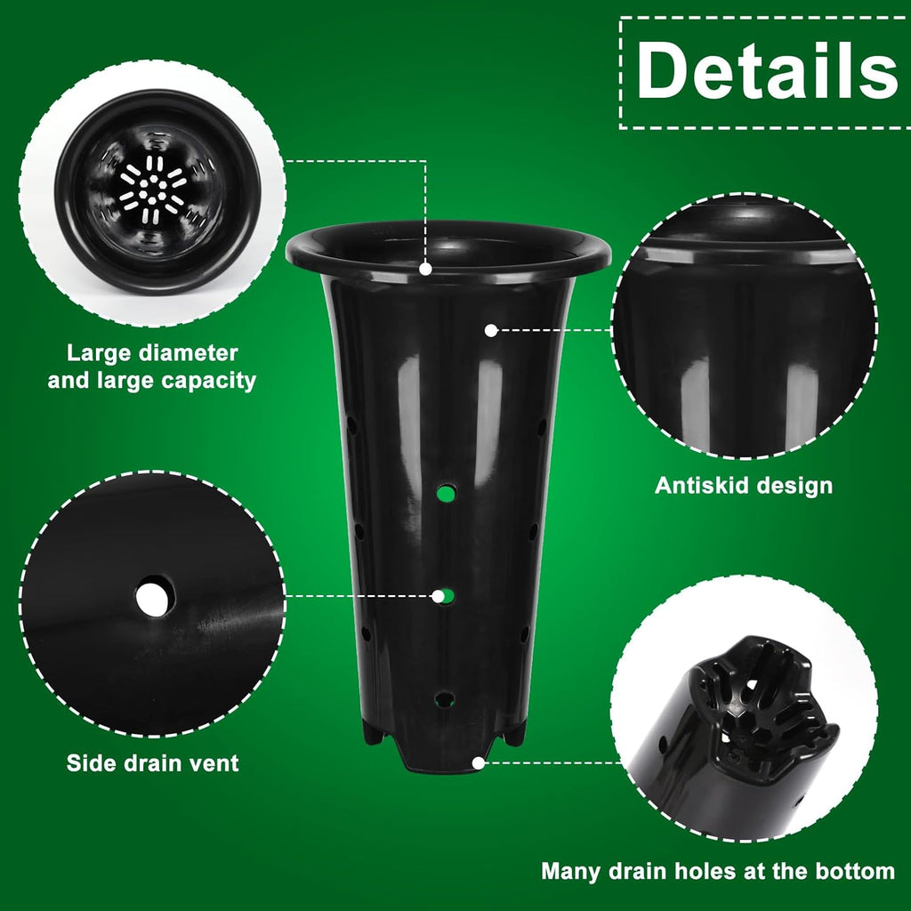 tchrules 15pcs Plastic Deep Plant Nursery Pots,8.66”Tall Tree Pots,Black Deep Seedling Container Pots with Drainage Holes for Indoor Outdoor Gardening (5.3" Wx8.66 H)