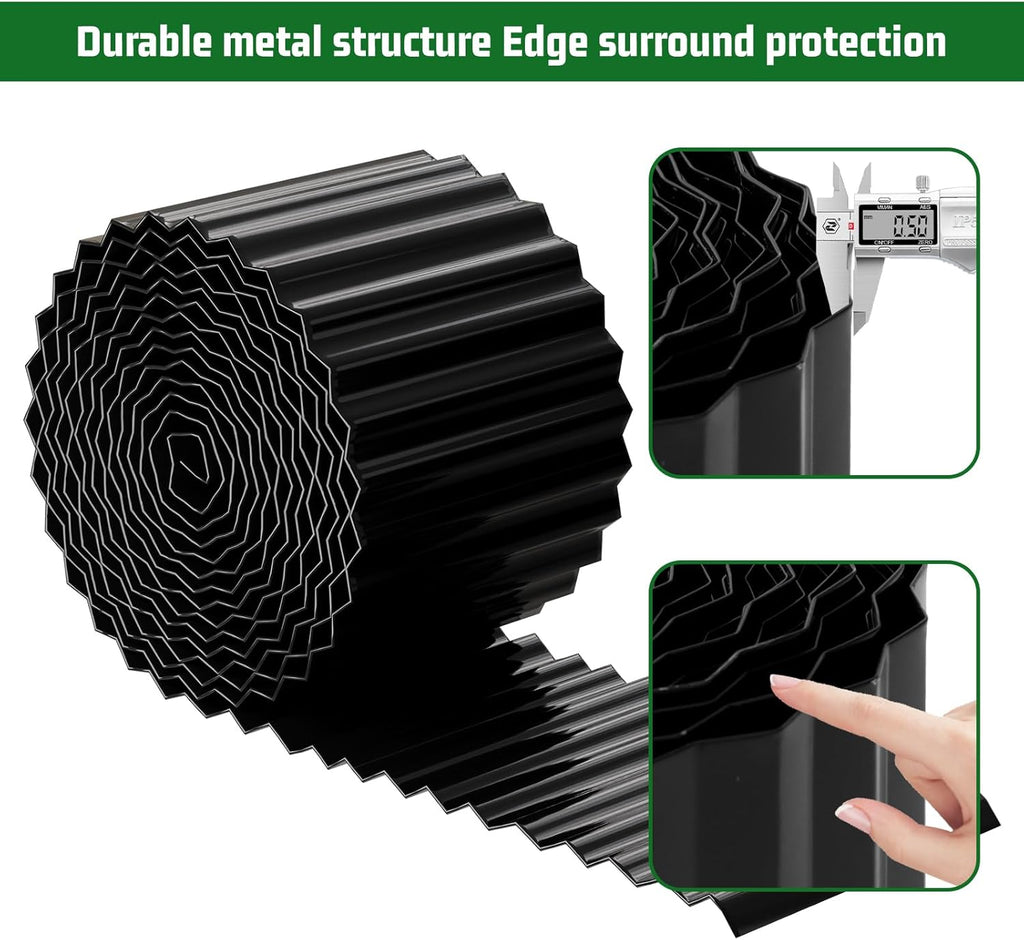 SnugNiture Corrugated Metal Garden Edging,6" x 40' Sturdy Lawn Edging Border,Landscape Edging Border for Lawn, Flower Bed,Garden and Yard