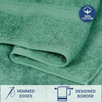 Casa Lino 100% Cotton Bath Towels Set of 4 (1 Bath Towel, 1 Hand Towel & 2 Wash Cloths) - Bathroom Towels and Washcloths Set - Complete Bathroom Set - Guest Room Essentials - (Green)