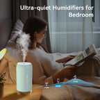 Portable Mini Humidifier, Small Cool Mist Humidifiers 350ml Quiet USB Personal Desktop Air Humidifier for Bedroom Home Plants Car Baby indoor Office with 2 Mist Modes & Auto Shut-off（Blue）