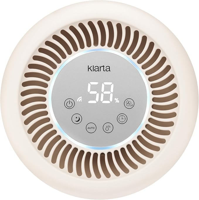 Humea Smart Evaporative Humidifier with WiFi & App Control - 3L Tank, 4 Speeds, 300ml/h - Quiet, Mist-Free, No White Dust - Nightlight - For Allergies, Dry Skin, Better Sleep - Beige