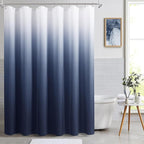 Navy Blue and White Shower Curtains for Bathroom, Ombre Indigo Royal Light Blue Cloth Fabric Shower Curtain Set with 12 Hooks Royal Indigo Bathroom Decor 72 x 72
