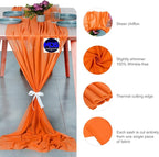 MDS 20 Pack 10ft Chiffon Table Runner 29 x 120 Inches Sheer Wedding Runner Romantic Rustic Table Runner for Wedding Decorations, Birthday Parties, Bridal Shower Party Arch Decor - Orange