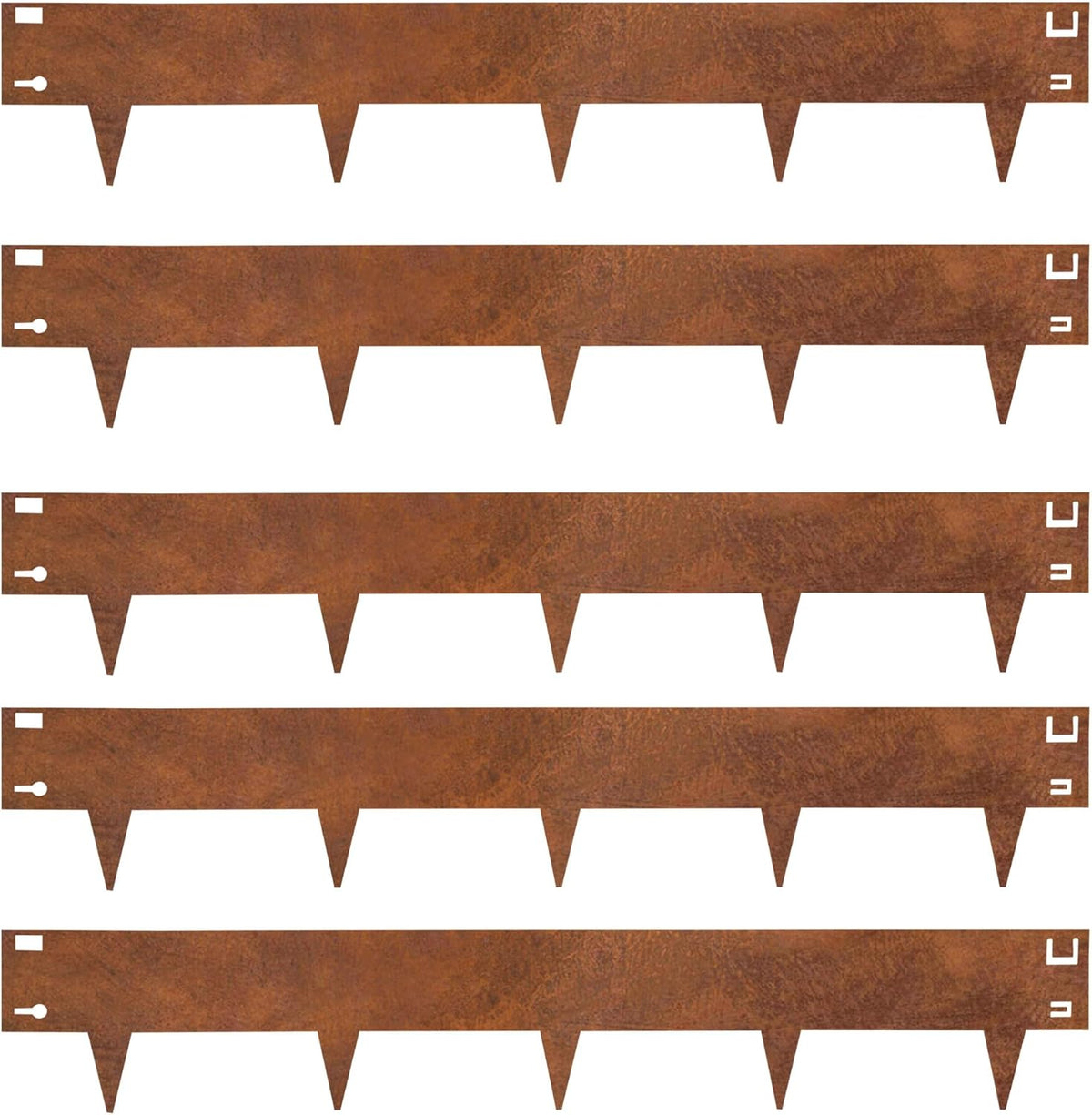 Corten Steel Rust Landscape Edging Border, 5 Pack 42”L x 7”H Weather Resistant Bendable Metal Garden Lawn Edging for Landscaping, Yard Pathway (16.5 Ft Total)