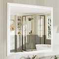 40x38 Inch White Bathroom Mirror for Wall, Thick Metal Framed Rectangle Mirrors for Over Sink, Bedroom, Living Room, Entryway, Anti-Rust, HD Tempered Glass