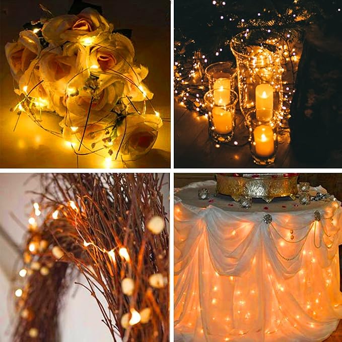 16 Pack 30 Led Fairy Lights Battery Operated String Lights 10 Feet Waterproof Twinkle Lights Mason Jar Lights Silver Wire Firefly Lights for Christmas Party Wedding Patio Warm White