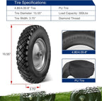 MaxAuto Wheelbarrow Tires 4.80 4.00-8 Flat-Free 4.80/4.00-8 Tire and Wheel w/Grease Fitting, 3" Centered Hub, 3/4" Bearings, 4.80 4.00-8 Tire for Hand Truck, Trolley, Garden Cart, Wagons, Gray