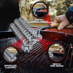 BBQ-AID Grill Brush for Outdoor Grill Bristle Free - 18" BBQ Brush for Grill Cleaning Kit - Safe BBQ Grill Cleaner Brush and Scraper - Stainless Grill Cleaning Brush for Any Grill, Grill Accessories