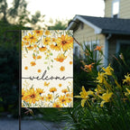 Welcome Flags for Outside,Spring Yellow Daisy Garden Flag for Yard Patio Lawn Decoration,12x18 Inch Double Sided
