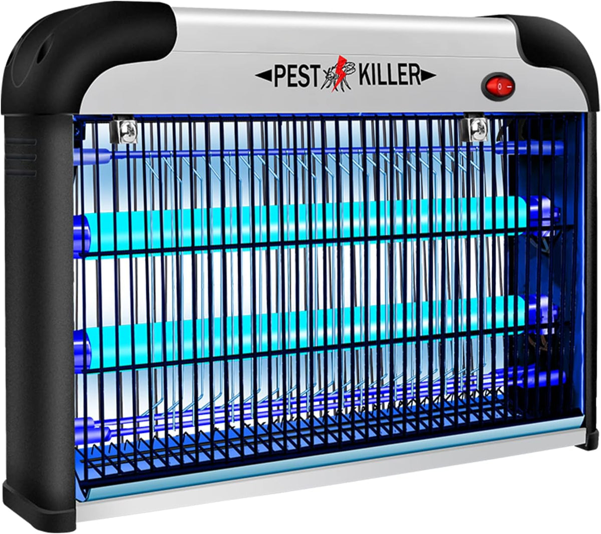 Indoor Electric Bug Zapper, 2800V Powerful Flying Insect Mosquito Killer w/ 20W Blue Light Attract, Plug-in Pest Control Machine for Moth, Fruit Fly, Fungus Gnat, Garage Bug Catcher/Eliminator/Trap