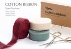 Christmas Ribbon Set 5/8" x 21 Yards with Frayed Fringe Fabric Cotton Ribbons for Gift Wrapping Wedding Invitations Flower Bouquet Baby Shower