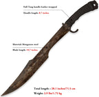 SV Handmade cast Manganese Steel Chopping Blade Sword, Full Tang, Outdoor, Hunting, Camping, Hiking, Survival, with Protective Cover, Multiple Styles to Choose from