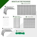 Garden Trellis for Climbing Plants Outdoor, Metal Cucumber Trellis Plant Support for Outdoor Vegetables Fruits Flowers Vines Cucumber Trellis Raised Bed, with Nylon Netting, 63" Hx 63" L, Black