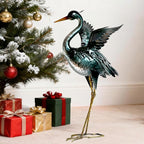 chisheen Crane Garden Statue Sculpture, Metal Heron Outdoor Decor, Yard Art Bird Decoy for Backyard Pond Patio Porch Lawn Decorations