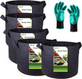 5-Pack 1 Gallon Plant Grow Bags (7x6 inch) Thickened Gardening Bags Fabric Plant Pots for Plant Nursery Bag,Garden Pots,Flower Pot,Herbs Veggies Planter Bag,Barrel Planter,Garden Container W/ Gloves