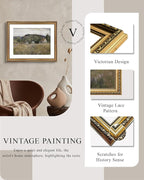 VIYYIEA Gold Framed Wall Art Canvas Print Home Decor Vintage Landscape Art Prints Wall Decor Abstract Serene Countryside Scene Wall Prints Mid Century Modern Decor for Living Room Bedroom 16x20in