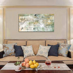 NINEASO Brown Green Abstract Wall Art - Unearthed World Abstract Canvas Pictures for Wall Decor Modern Abstract Canvas Painting Artwork for Living Room Bedroom Home Office Wall Decorations 24" x 48"