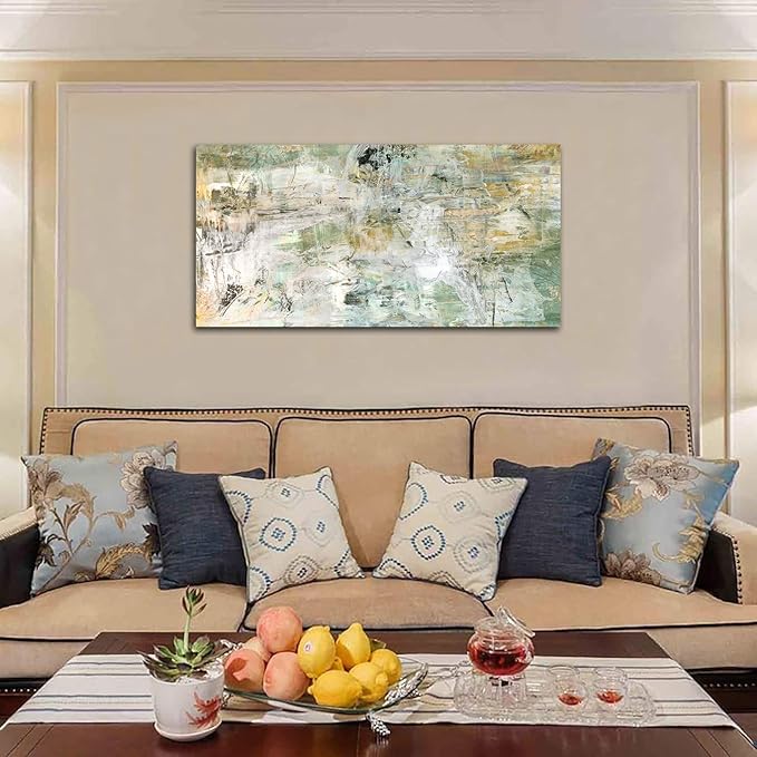 NINEASO Brown Green Abstract Wall Art - Unearthed World Abstract Canvas Pictures for Wall Decor Modern Abstract Canvas Painting Artwork for Living Room Bedroom Home Office Wall Decorations 24" x 48"