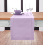 Solino Home Cotton Linen Table Runner 60 Inches - Lavender Ice Hemstitch Table Runner 14 x 60 Inch Ideal for Dresser and Coffee Tables