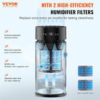 VEVOR Evaporative Humidifier for Whole House up to 1076.4 sqft, 10L(2.64G) Large Smart Cool Moisture Humidifier and Air Purifier,3-Speeds & 1-14h Timer,Premium Filter Quiet Sleep Mode for Bedroom