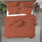 Kotton Culture 120"x120" 3 Pc Super King Plus/Super Oversize King Duvet Cover Set 100% Egyptian Cotton -600 TC Comforter Cover Zipper Closure & Corner Ties -Fits Only Extra Large Inserts -Burnt Orange